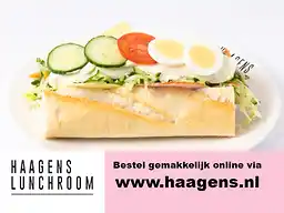 Advertentie van Haagens Lunchroom: bestel gemakkelijk online via haagens.nl