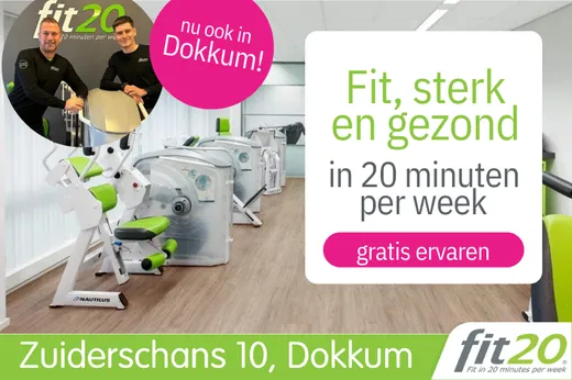 Advertentie van fit20 Dokkum op het LED-scherm in Dokkum