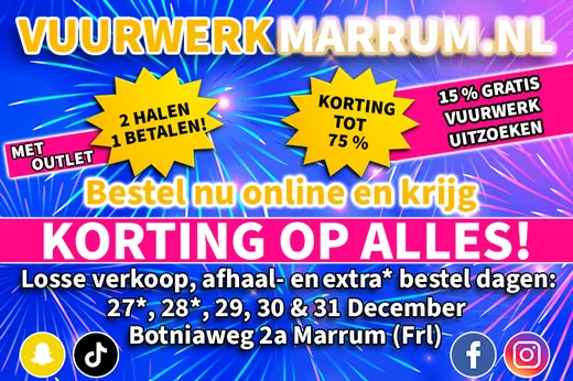 Advertentie van VuurwerkMarrum.nl op het LED-scherm in Dokkum